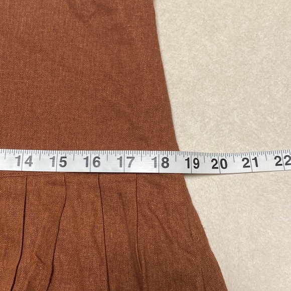 Ninety Skirt Women’s Size Large Brown Linen Blend Embroidered Skirt - Picture 9 of 10